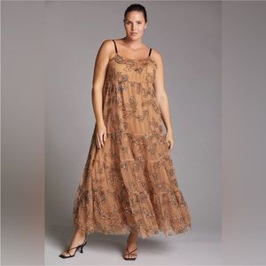 Anthro tulle and sequin maxi dress